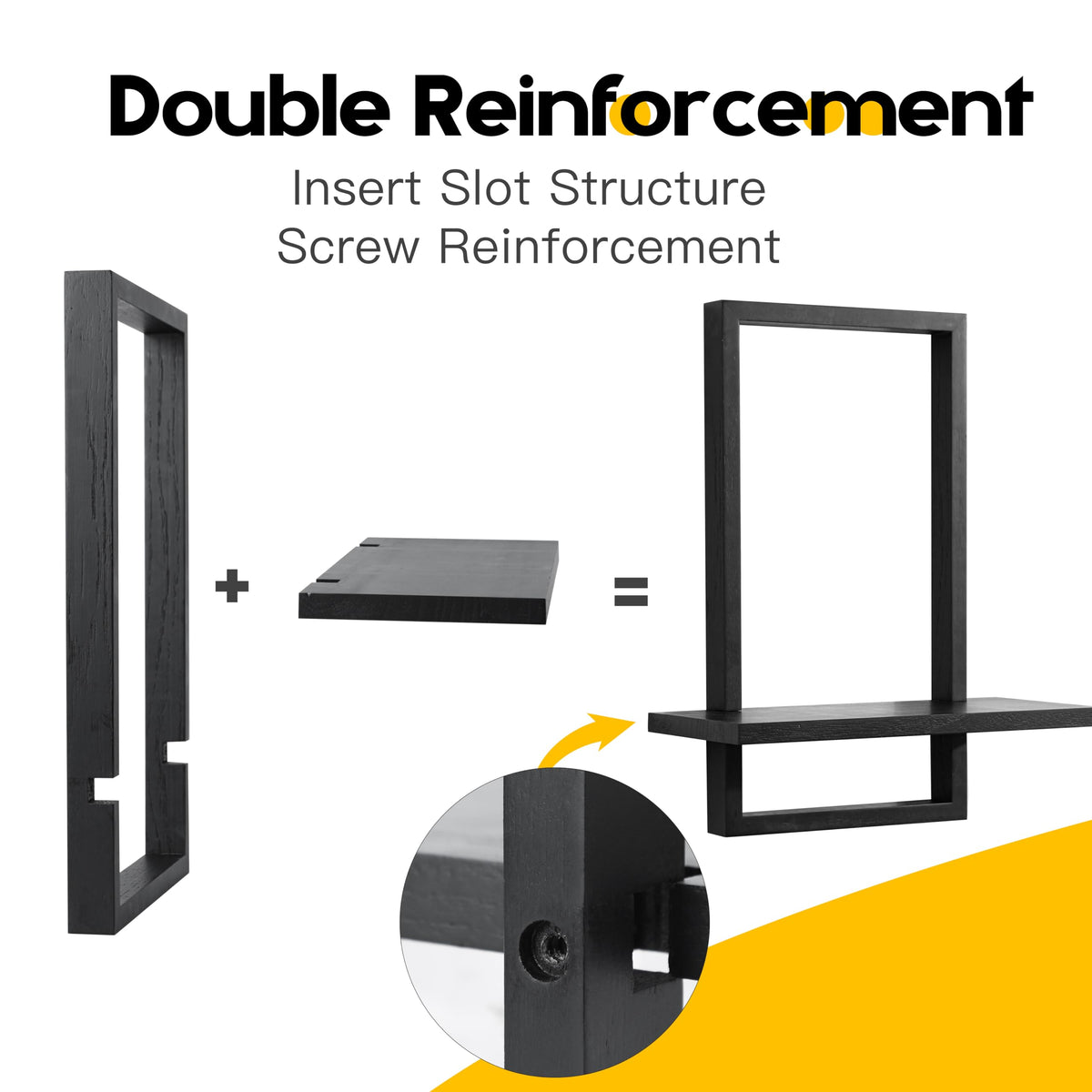 PHOENANCEE black framed shelves transform blank walls into stylish, practical displays