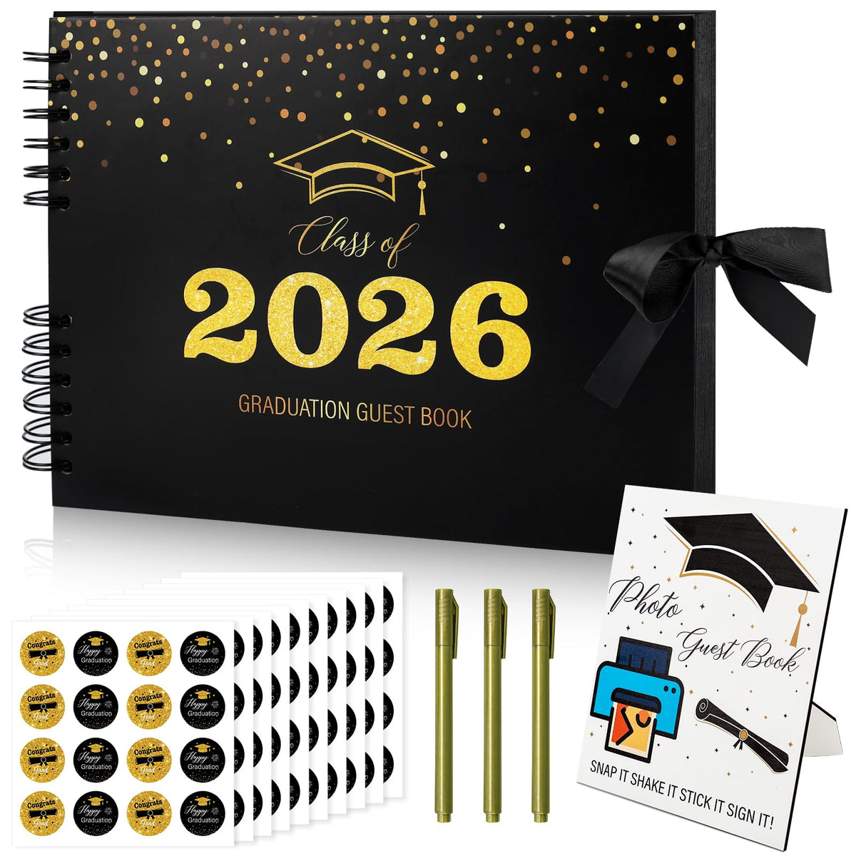 Phoncoo 2026 graduation guest book cover with gold foil for elegant keepsakes.