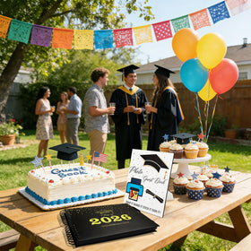 Phoncoo graduation guest book pens in black and gold design.