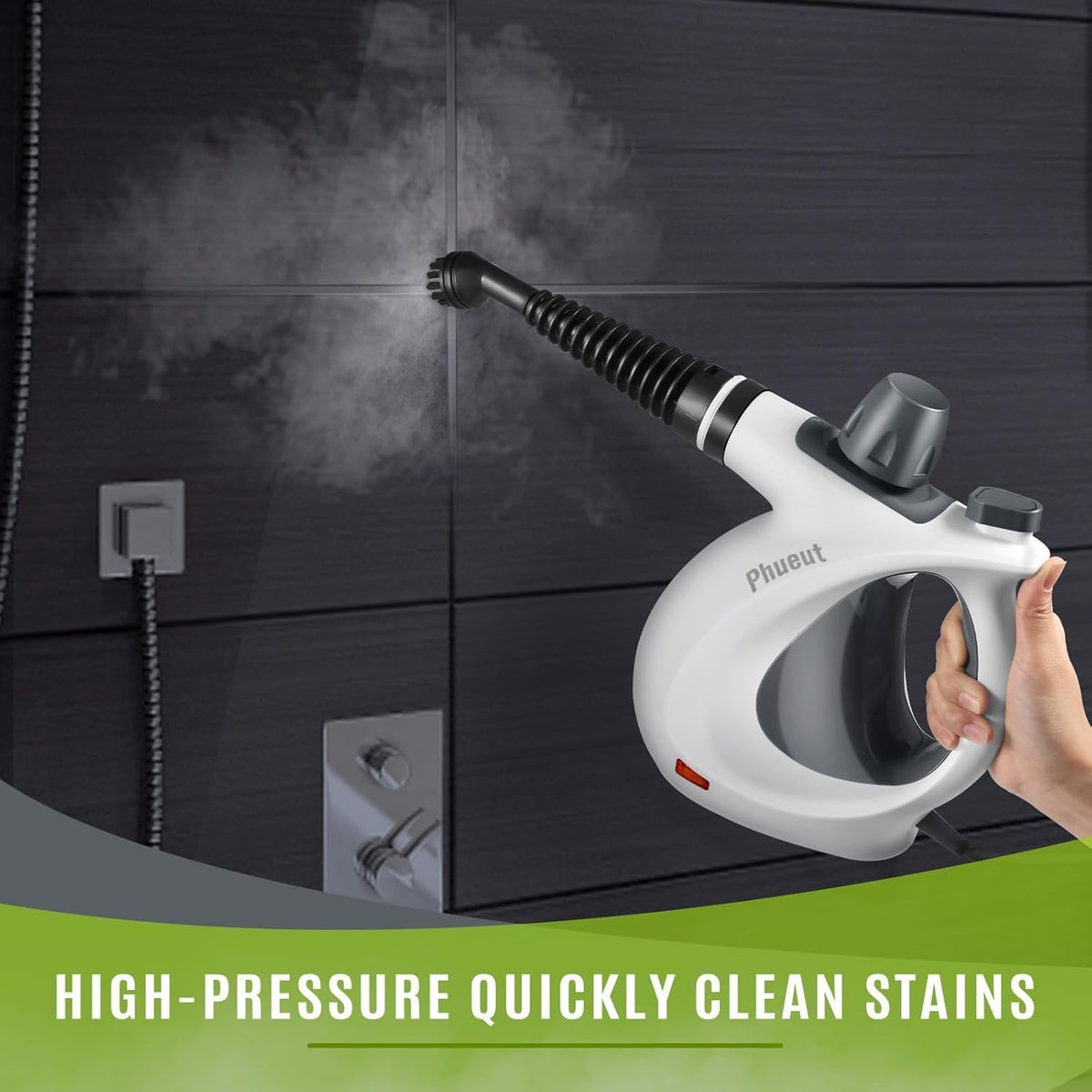 Phueut steam cleaner used inside car interior for spotless results without chemicals