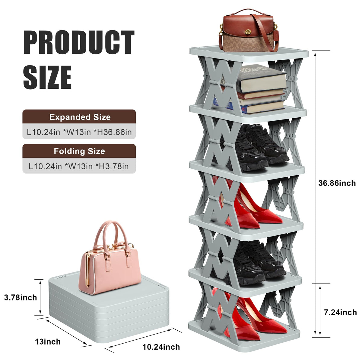 PHUNIGEEFT 6-tier shoe rack open, provides ample shoe storage.