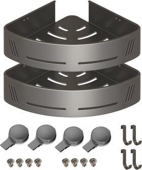 PHX Grove corner shower caddy 2-pack in gun grey for space-saving corner storage.