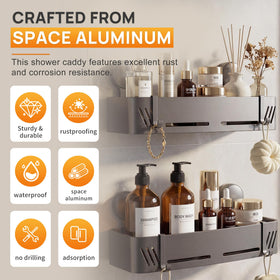 PHX Grove rustproof aluminum build resists humidity in the shower.