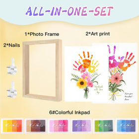 Physkoa handprint art session with child pressing handprint on paper
