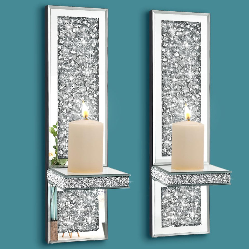 Pibeyer Crystal Crush Diamond wall candle holders add sparkling ambiance to living rooms
