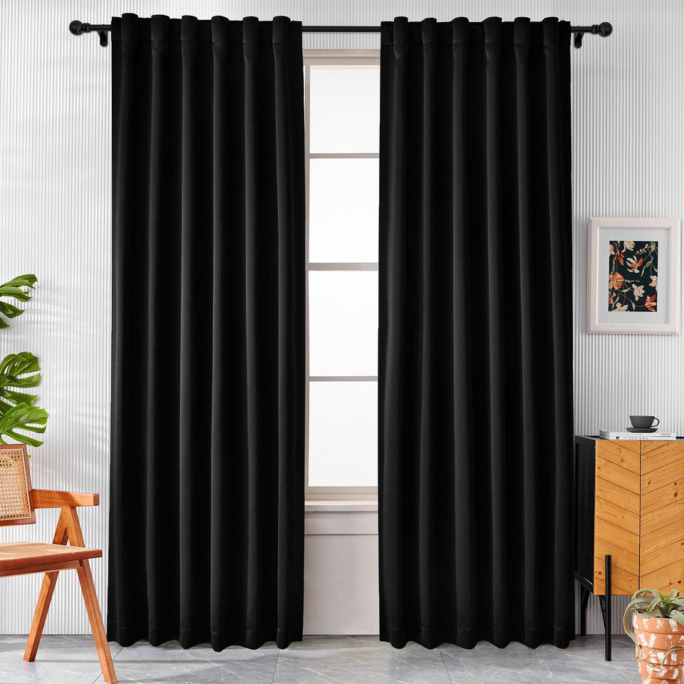 Pickluc blackout curtains 96-inch two-panel set viewed from the front showing full coverage