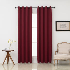 Pickluc Burgundy blackout curtains 84in with two panels block light for peaceful bedrooms.