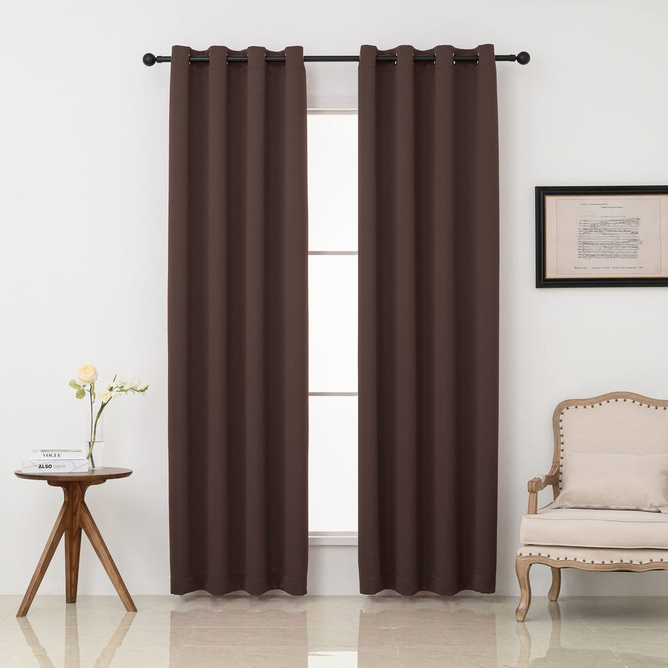 Pickluc grommet blackout curtains front view showing room-darkening design