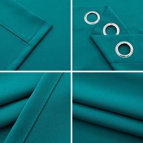 Pickluc teal curtains offer noise reduction for calmer home office.