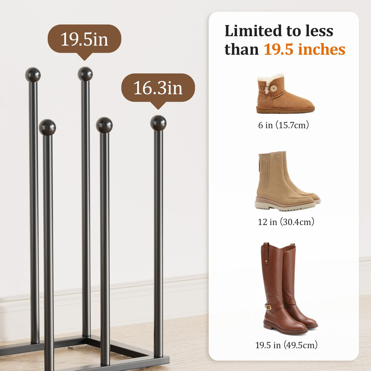 Pickpiff eight-pair boot storage demonstrates compact space-saving organization in small closets.