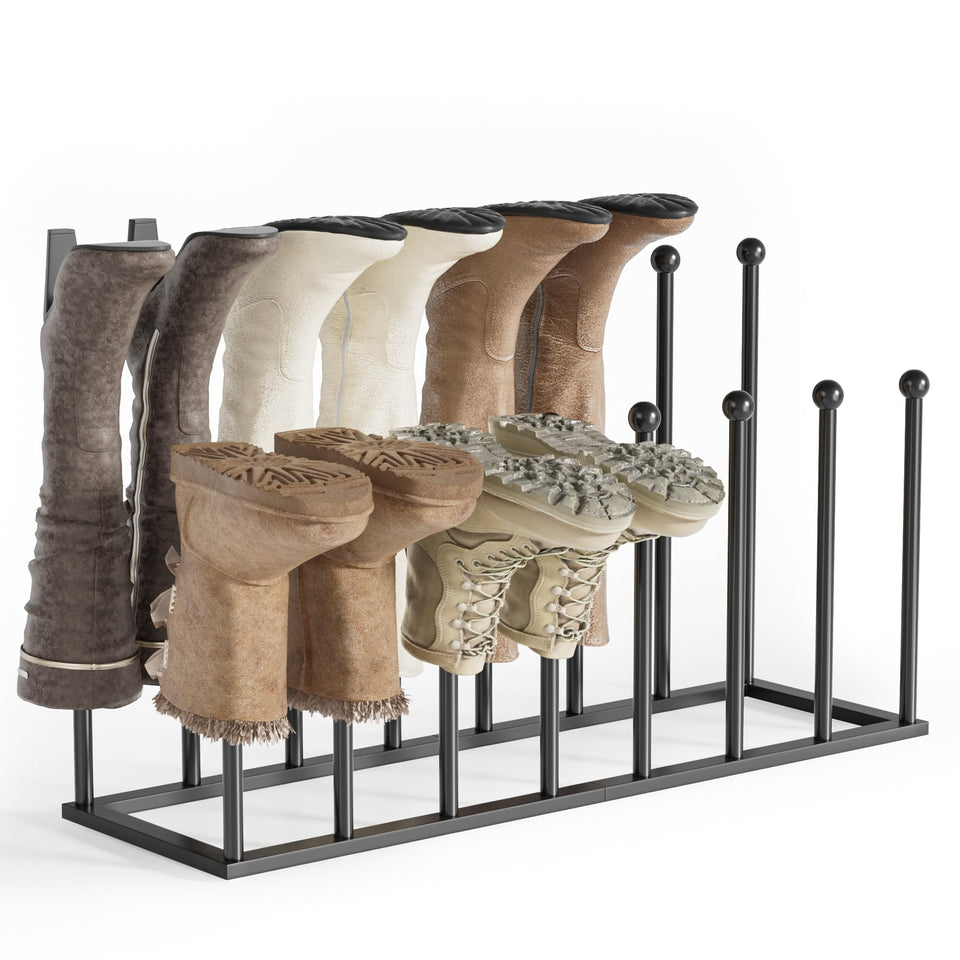 Pickpiff free-standing boot rack base keeps eight boots neatly organized.