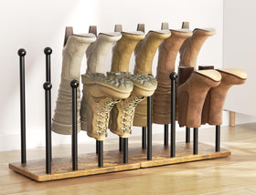 Pickpiff free-standing shoe rack with metal frame offers durable organization.