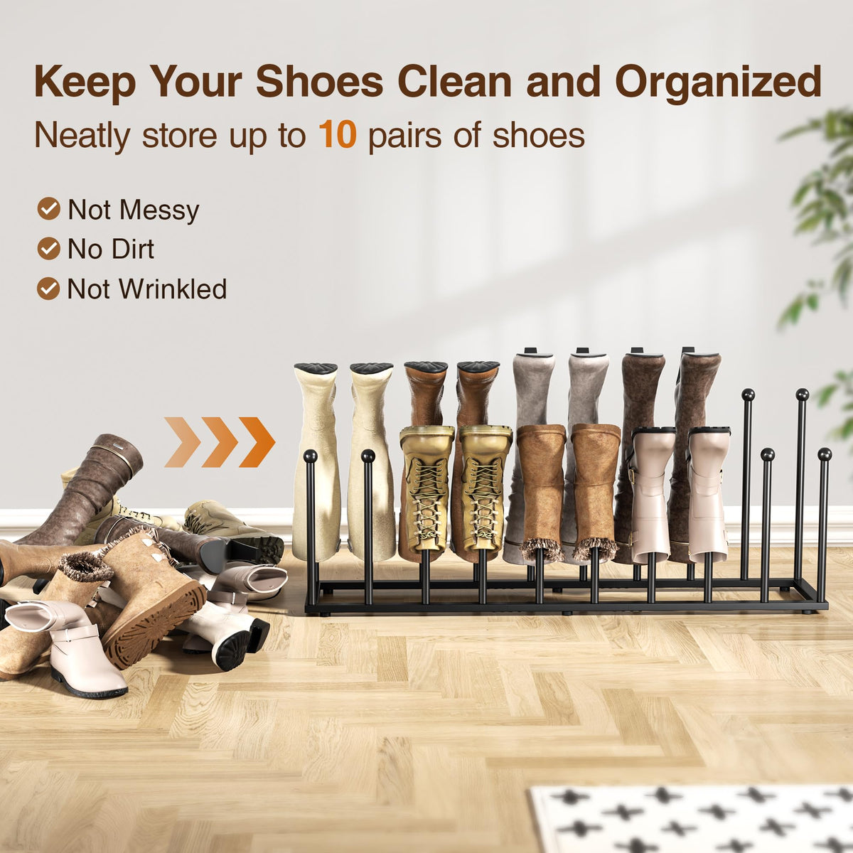 Pickpiff space-saving boot rack fits entryways and closets.