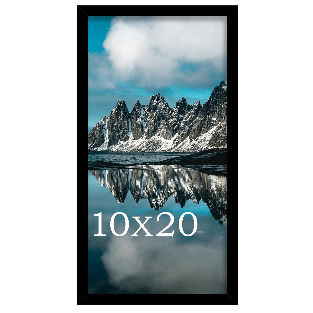 Picrit 10x20 frame front view showing sleek black finish for wall display