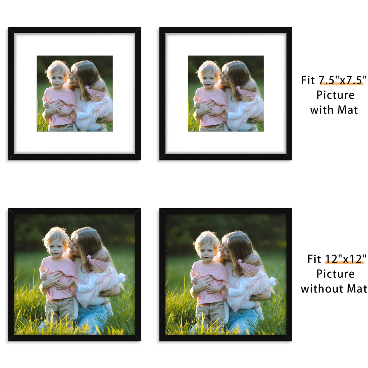 Picrit 12x12 frame without mat highlights 12x12 images clearly
