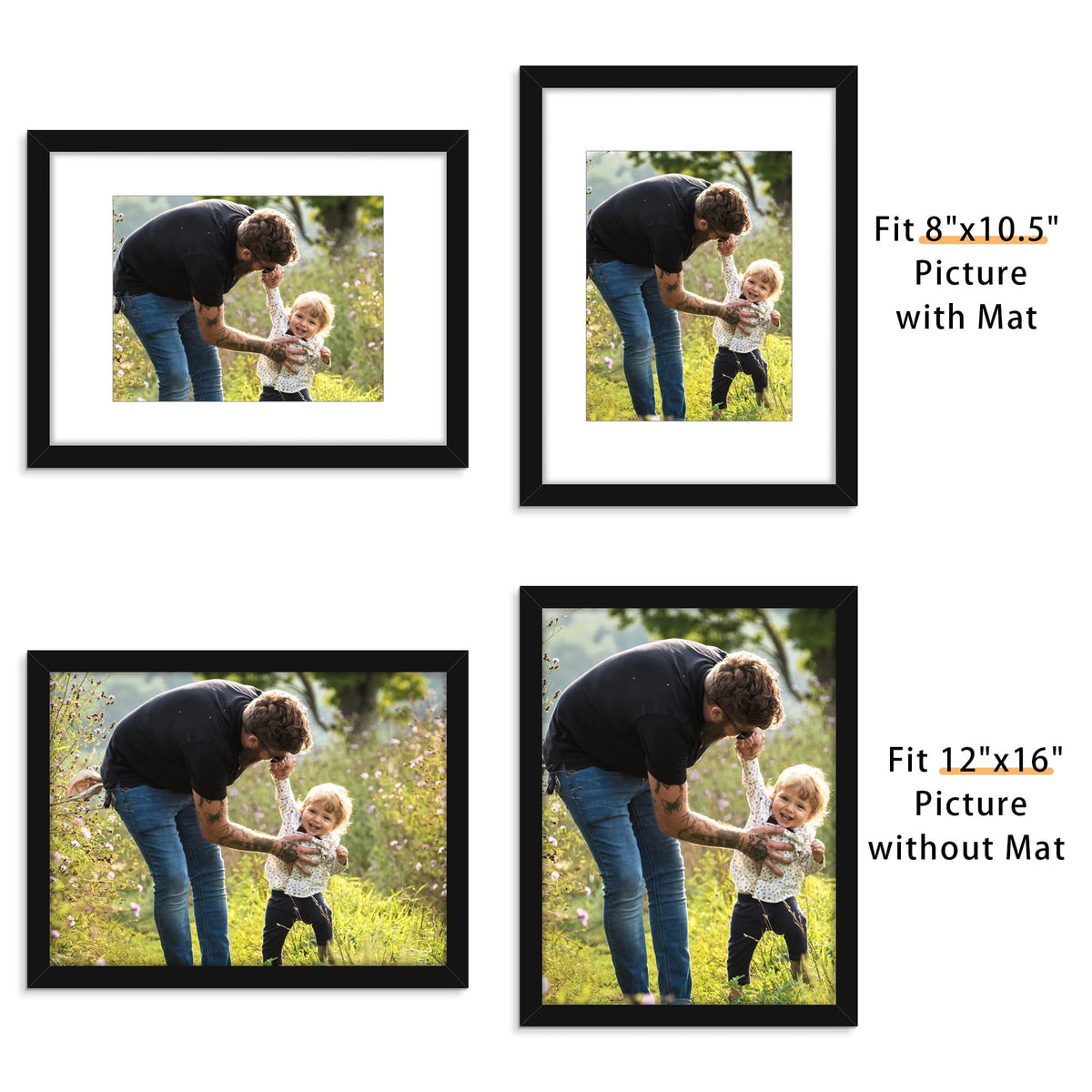 Picrit 12x16 frame front view with hanging option for easy wall display.