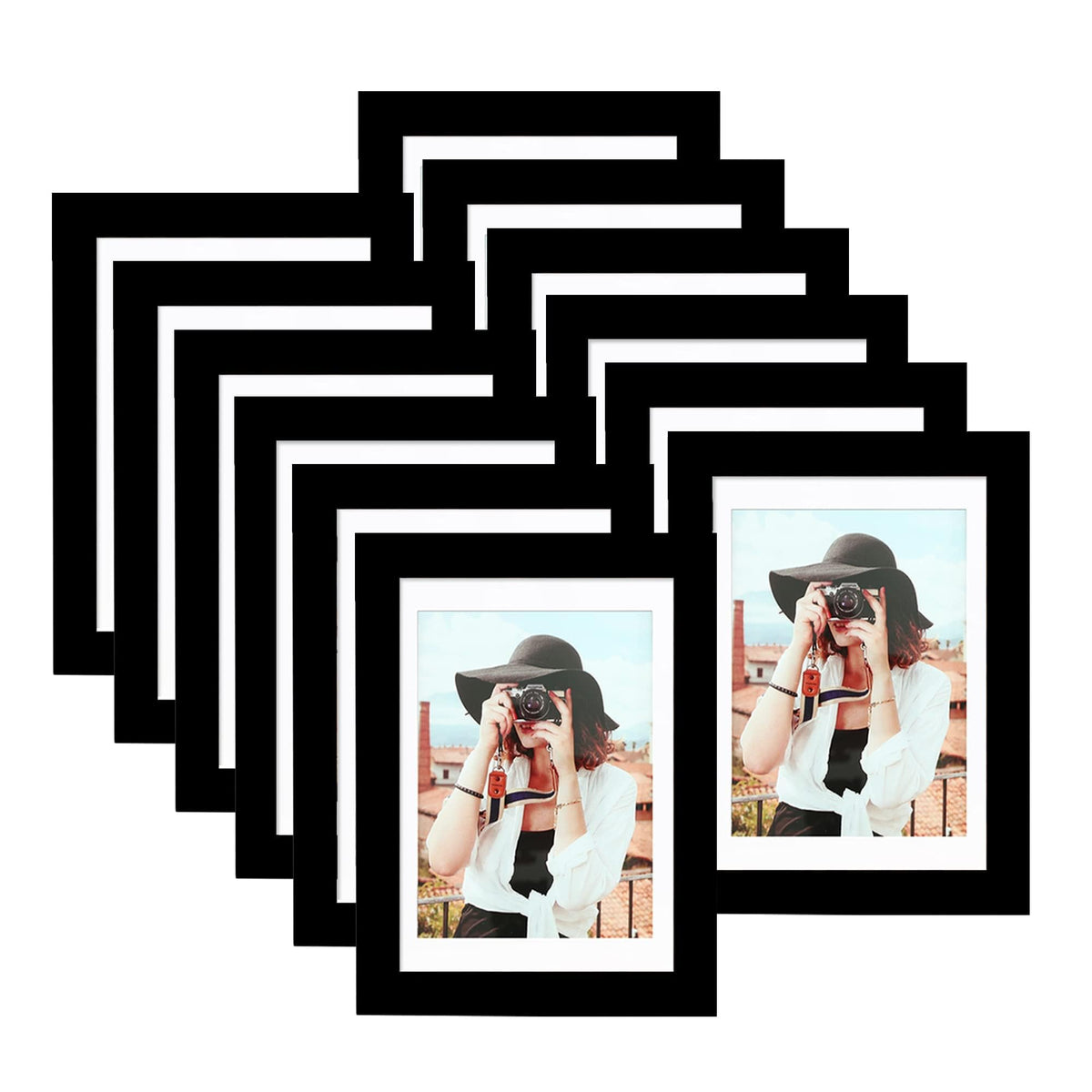 Picrit 5x7 frame set, black front view, suitable for wall or table displays