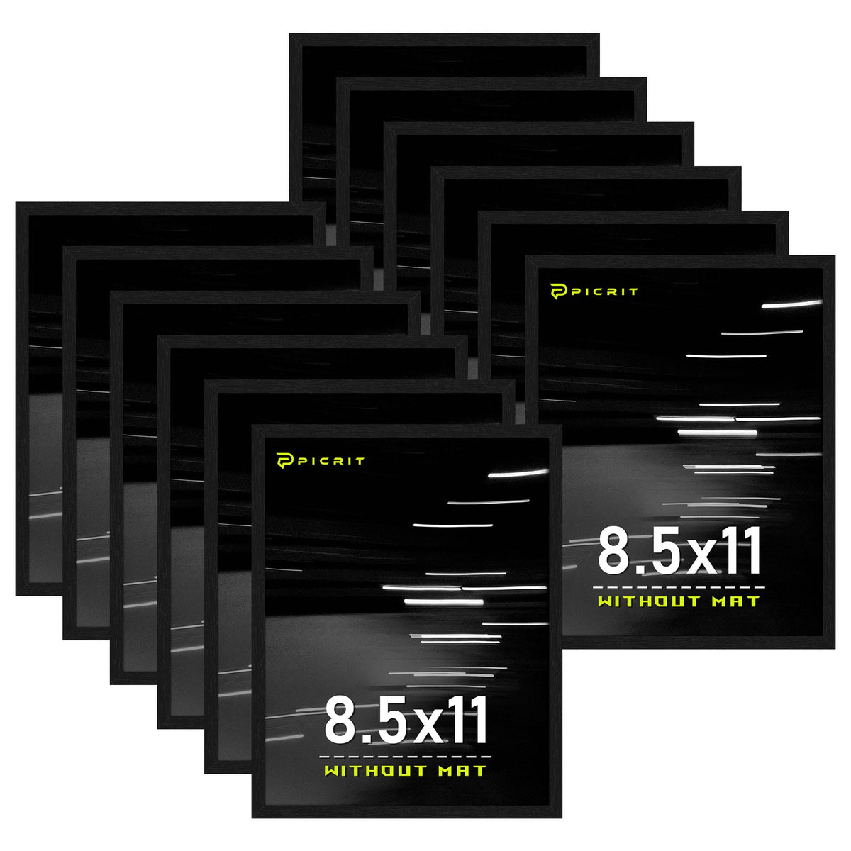 Picrit 8.5x11 frame front view with slim profile for clean displays