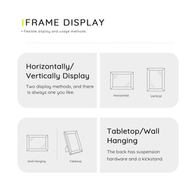 Picrit 8.5x11 frame showing tabletop and wall mounting options