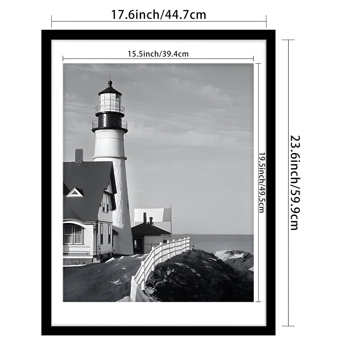 Picrit black wood frame 18x24 without mat, ideal for larger displays.