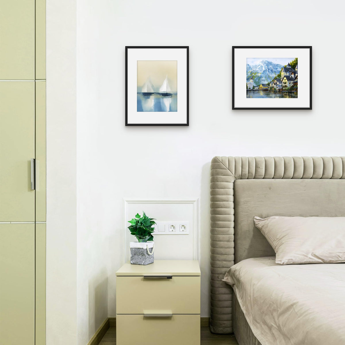 Picrit frame mounted on wall, vertical layout for a tall portrait.