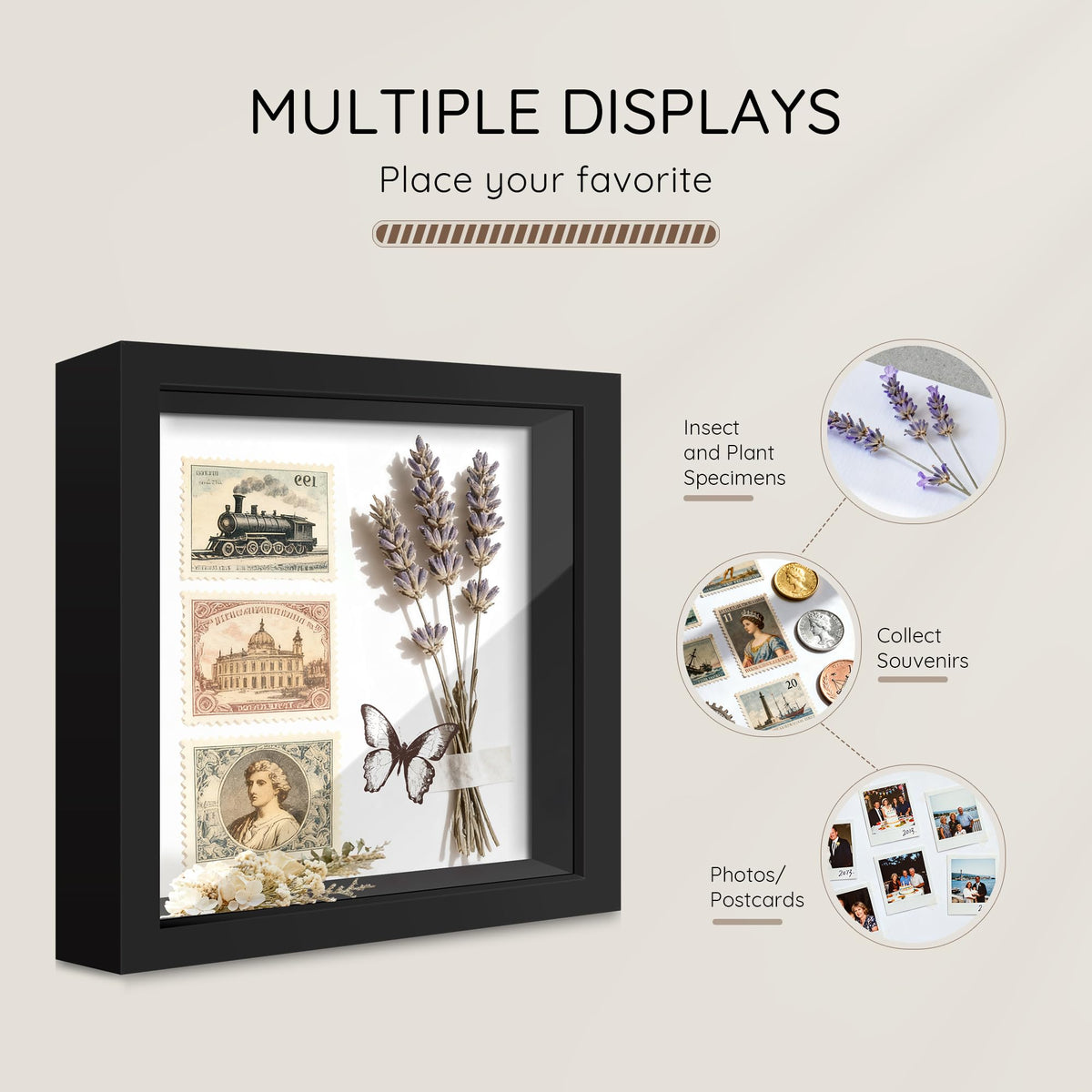 Picrit shadow box frame 12x12 front display depth for layered 3D keepsakes.