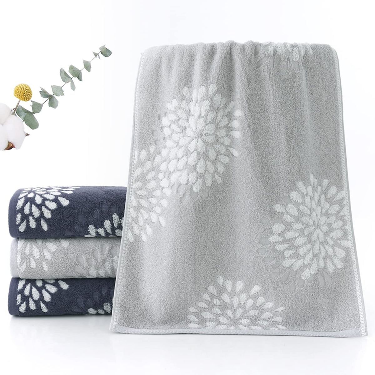 Pidada hydrangea pattern towel in denim blue, perfect for guest bathrooms and gifts