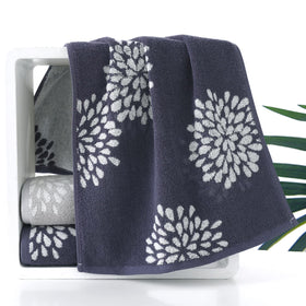 Pidada hydrangea pattern towel in denim blue, decorative and multipurpose for kitchen or gym