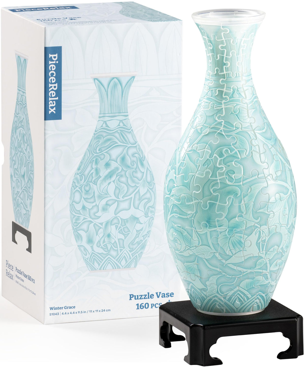 PieceRelax Winter Grace 3D puzzle vase assembled for stunning bouquet displays.