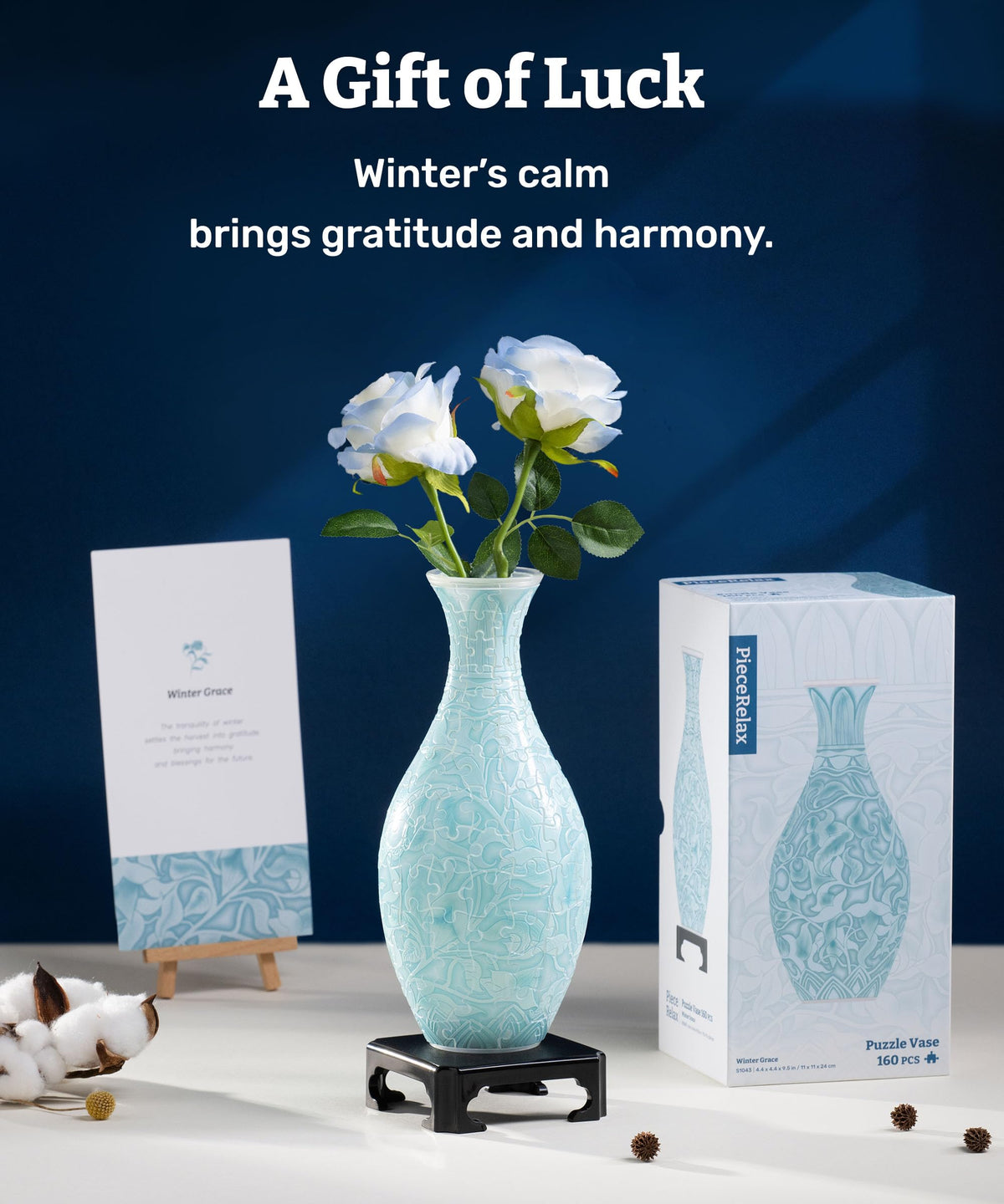 PieceRelax Winter Grace vase shows vivid pattern adding personality to room.