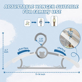 PIGLOG baby hangers with four specialized hooks for hats, tops, and small accessories.