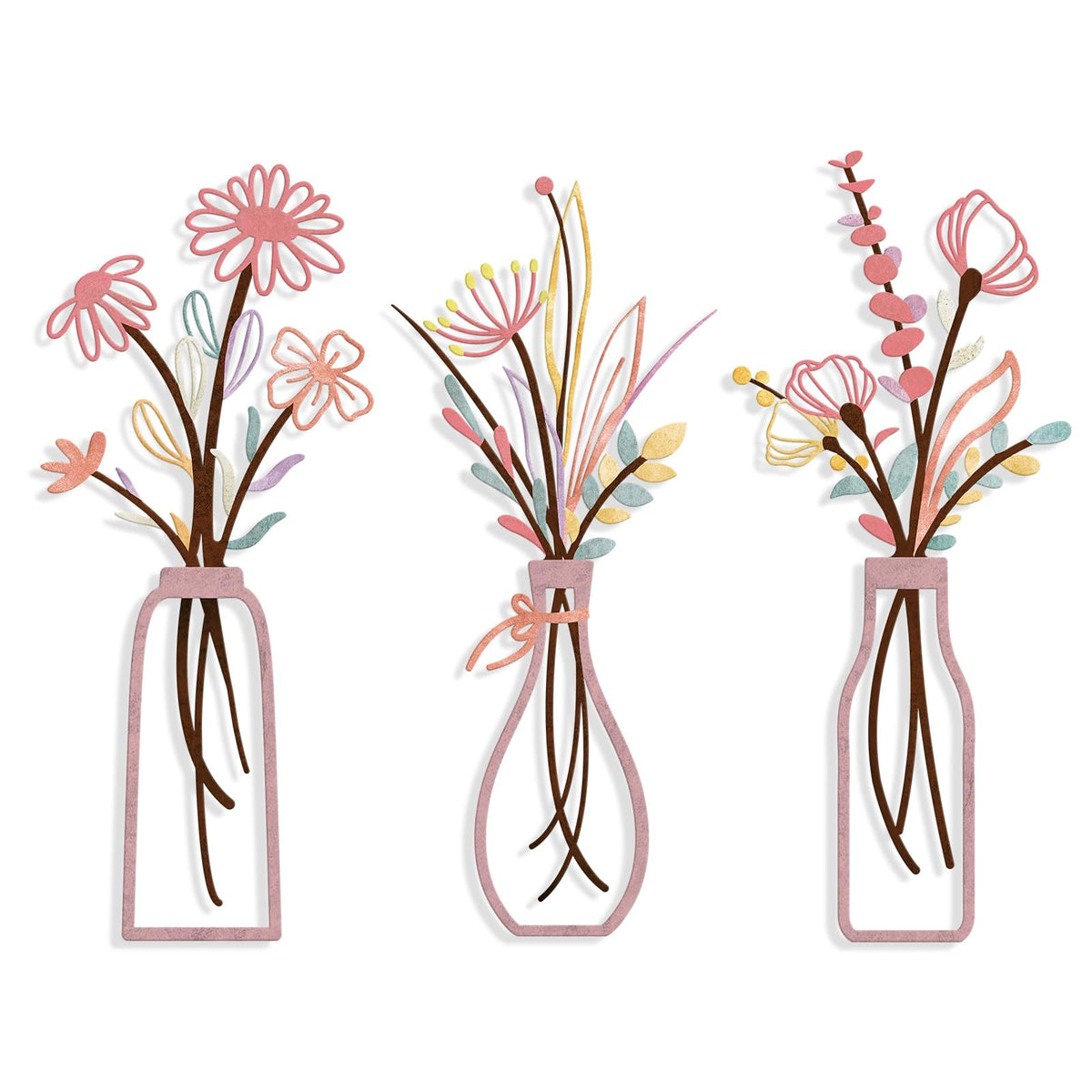 Pigort 3-piece metal wall art featuring minimalist flower silhouettes for living room ambiance