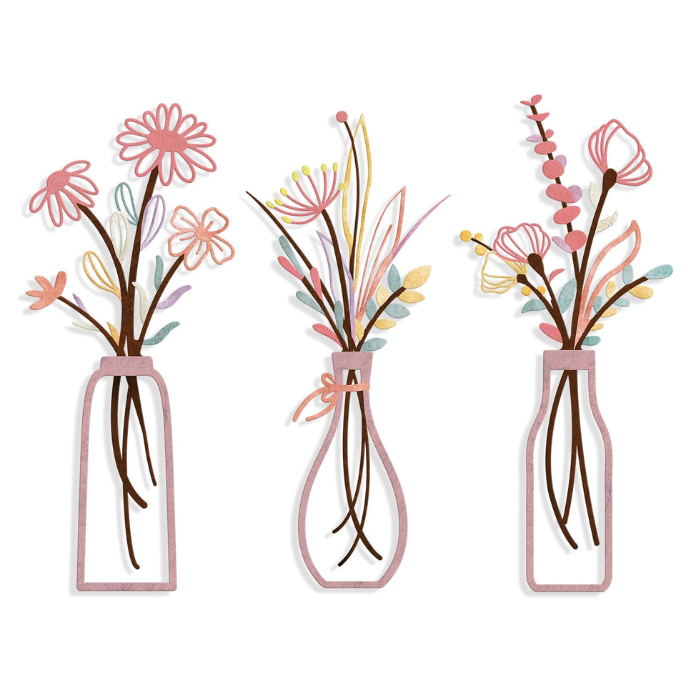 Pigort 3-piece metal wall art featuring minimalist flower silhouettes for living room ambiance