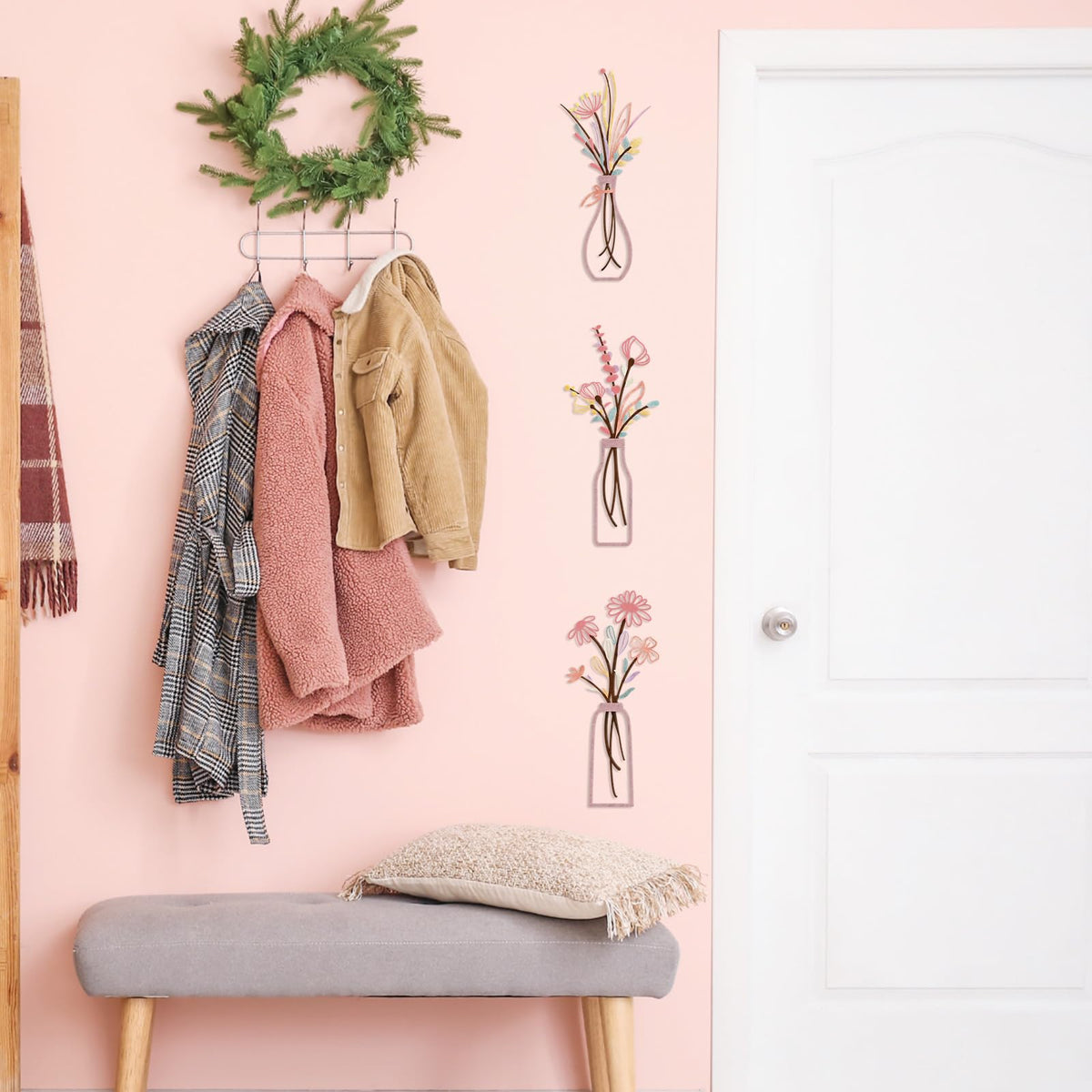 Pigort wall art set includes pre-drilled holes for quick hanging