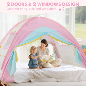 PIIKAGO bed canopy inner storage pocket keeps small toys organized.