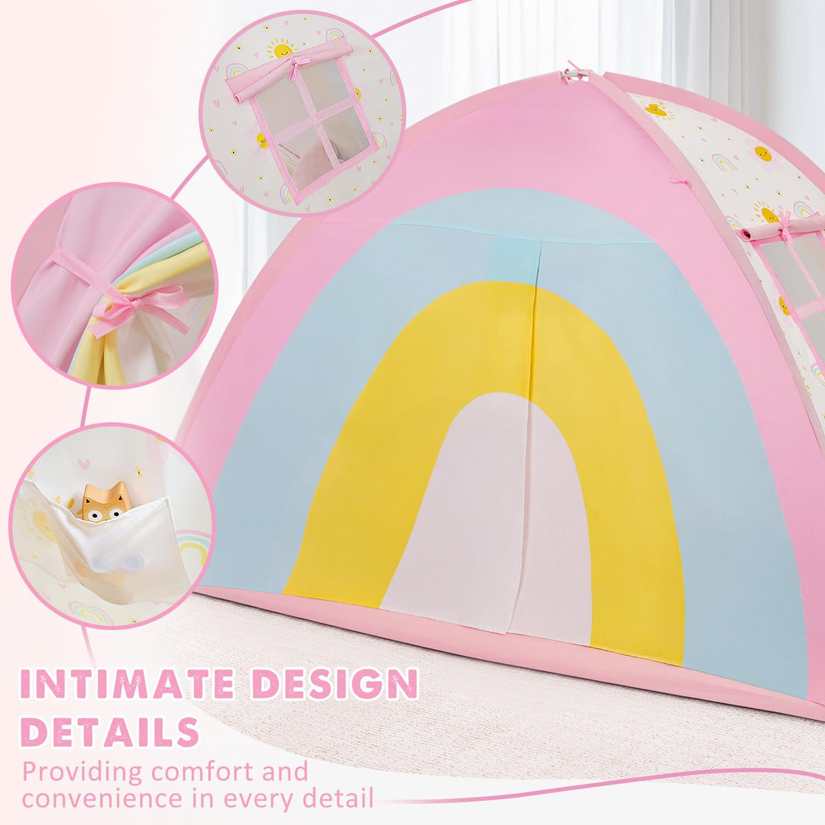 PIIKAGO twin bed tent with ventilation windows keeps air flow comfortable for kids.
