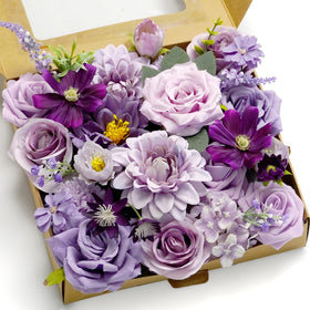 Piklado artificial flower purple combo box set bouquet ready for DIY wedding decor.