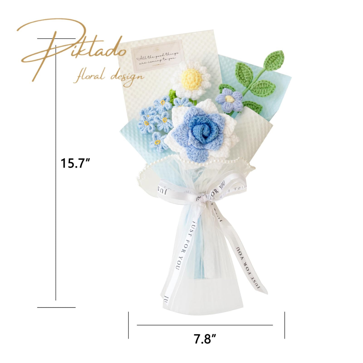 Piklado blue bouquet on table, a lasting decor option.