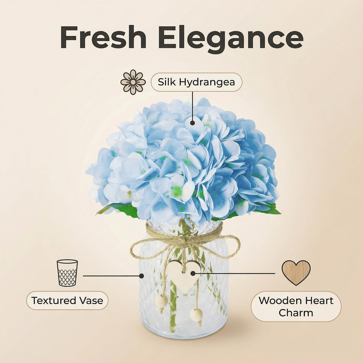 Piklado bouquet measures 11x8.7 inches for versatile placement.
