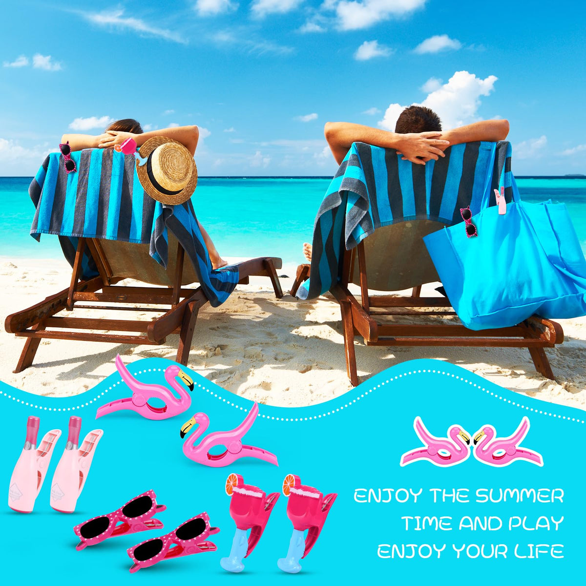 Piklodo Flamingo Towel Clip on chair for decorative security