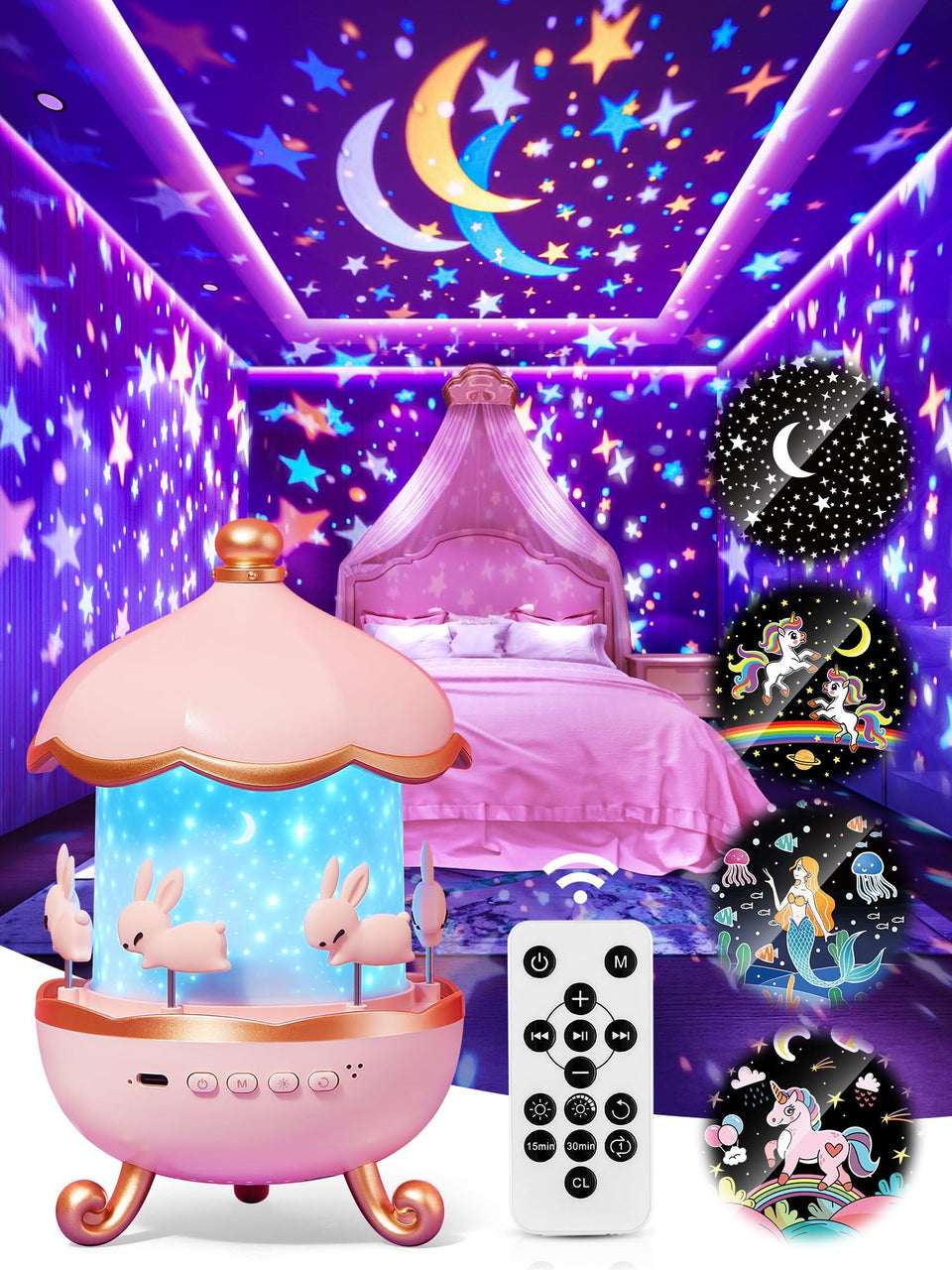 PIKOY Carousel Night Light for kids room with cozy glow and gentle illumination.