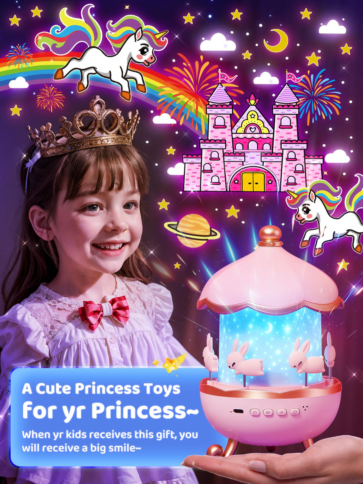 PIKOY Star Projector ceiling display enhances bedtime with starry visuals and calming ambience.