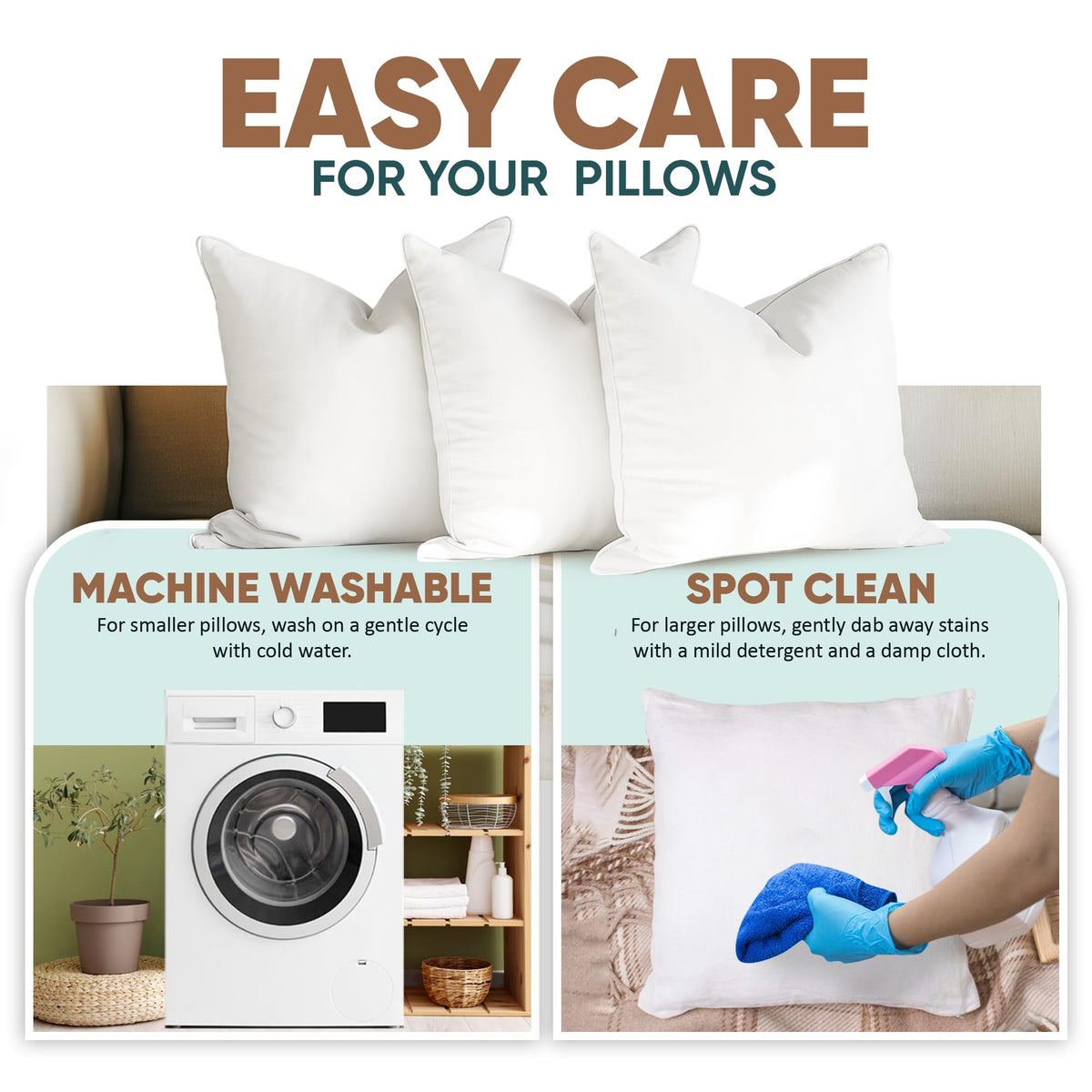 Pillowflex easy-care insert stays fluffy with minimal maintenance