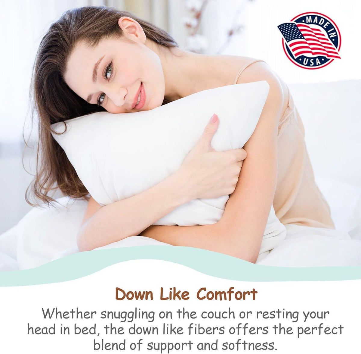 Pillowflex large rectangle on bed presents a full, luxurious look.