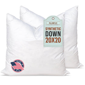 Pillowflex synthetic down insert for 20x20 shams offers plush support.