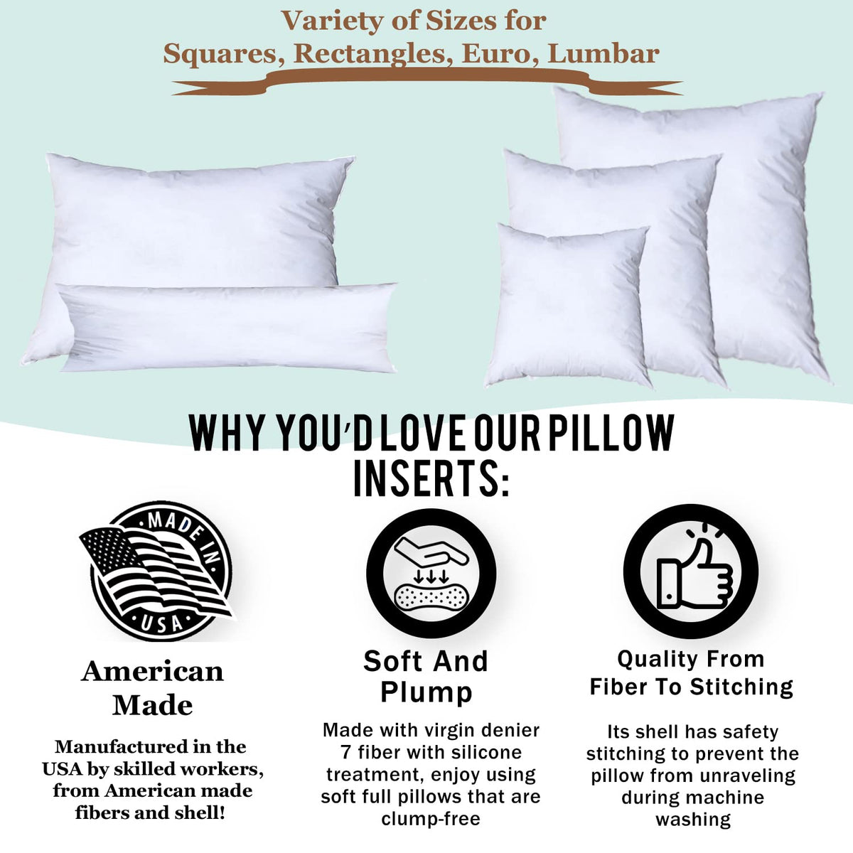 Pillowflex synthetic down fibers provide traditional-weight feel without feathers.