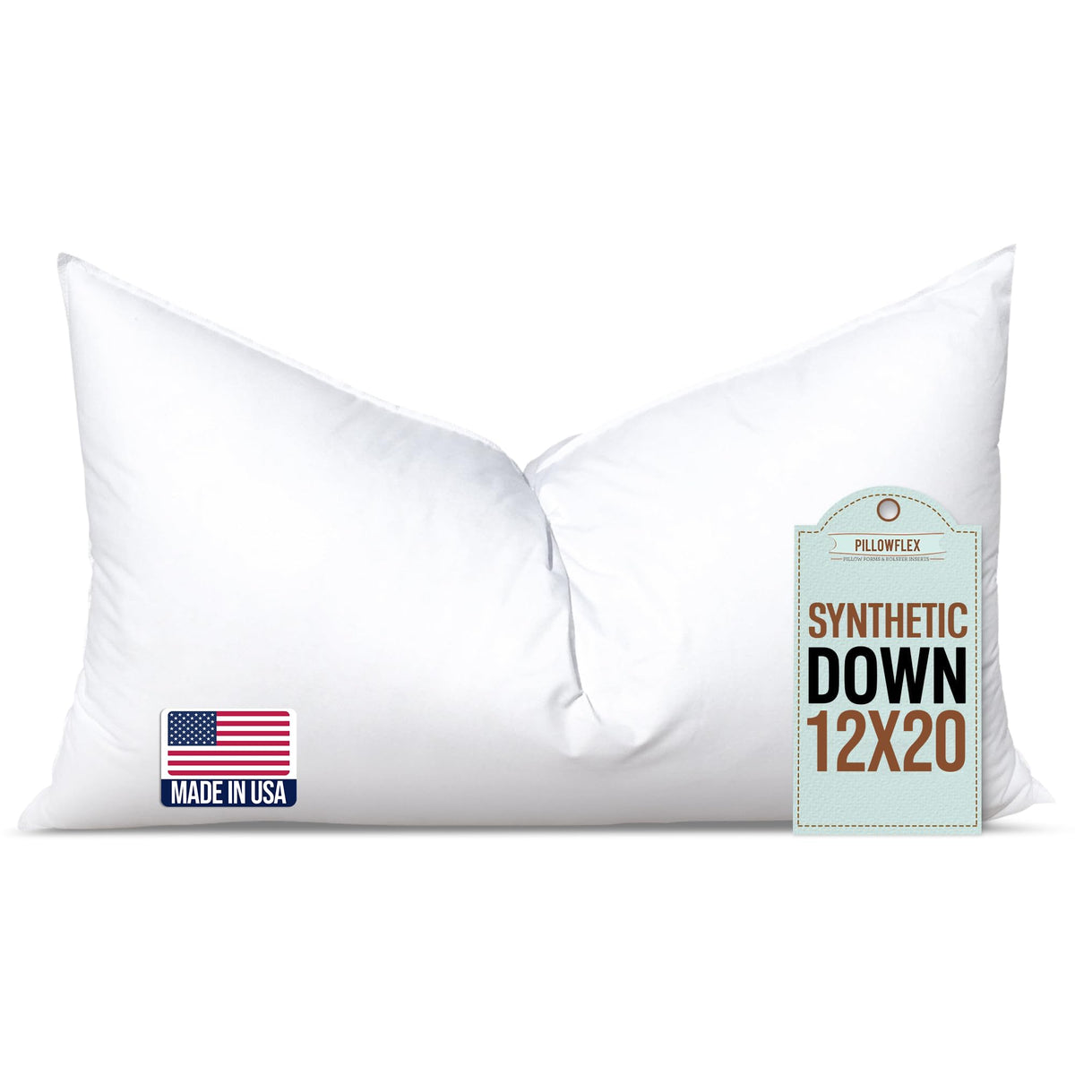 Pillowflex synthetic down insert 12x20 delivers plush, allergy-friendly cushioning.
