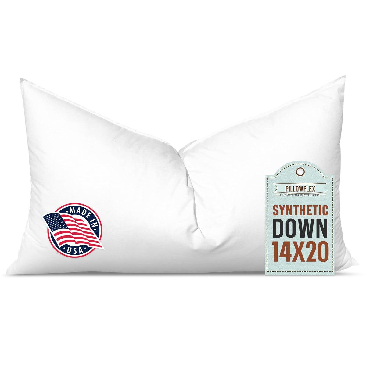 Pillowflex synthetic-down pillow insert 14x20 for full sham look