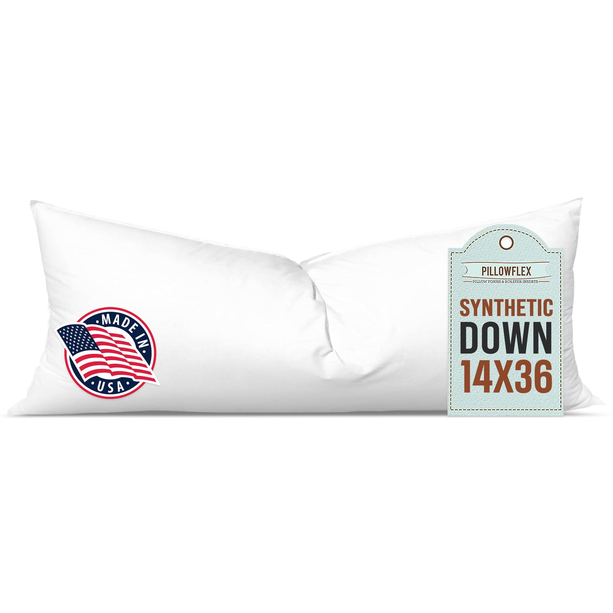 Pillowflex synthetic down insert, front view, ultra-soft feel for pillow covers