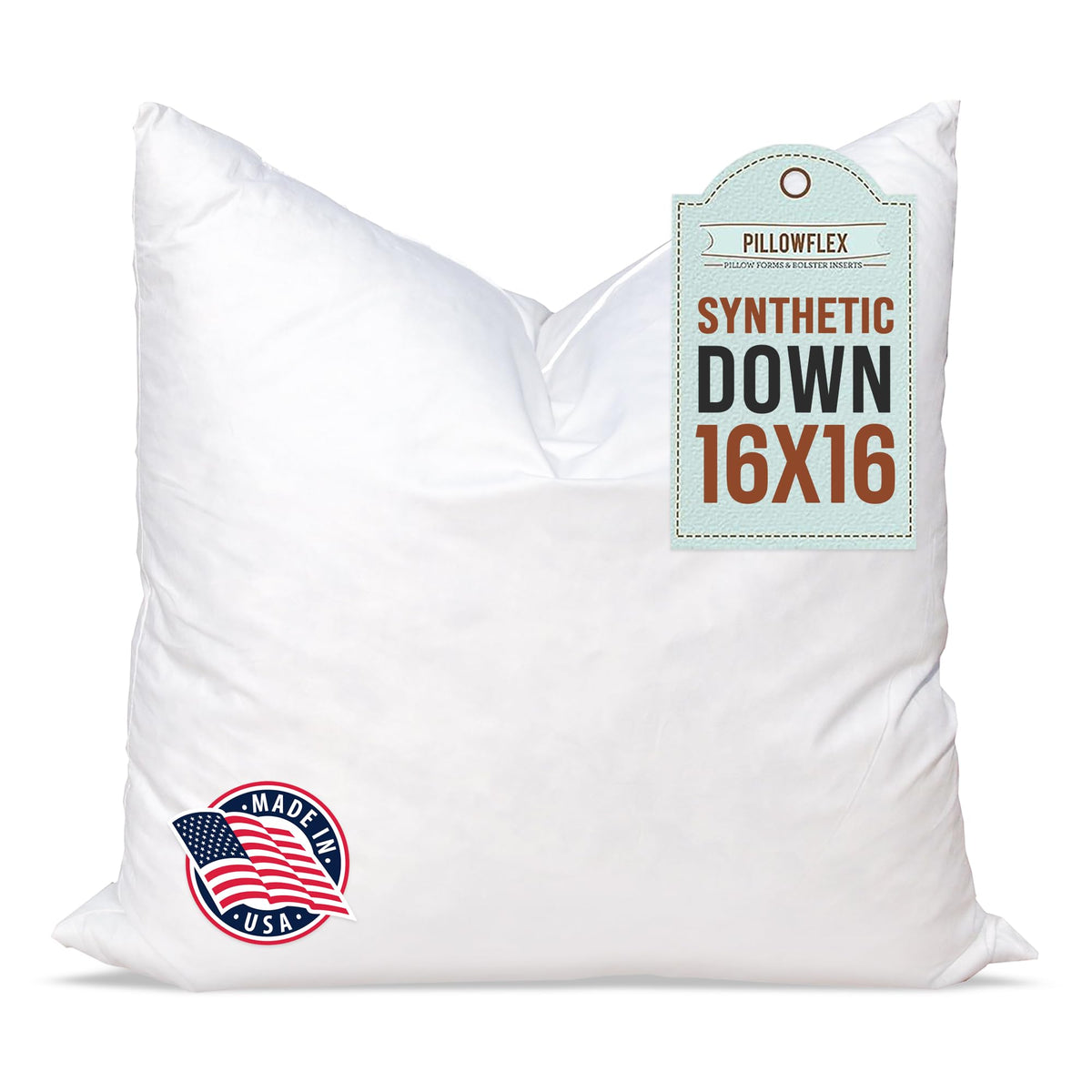 Pillowflex synthetic down insert in 16x16 for a plush sham look